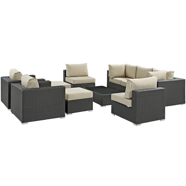 Sojourn 10 Piece Outdoor Patio Sunbrella� Sectional Set