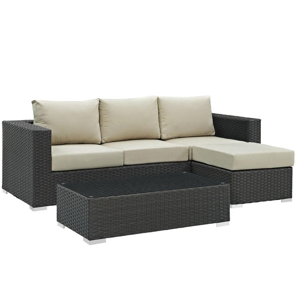 Sojourn 3 Piece Outdoor Patio Sunbrella� Sectional Set image