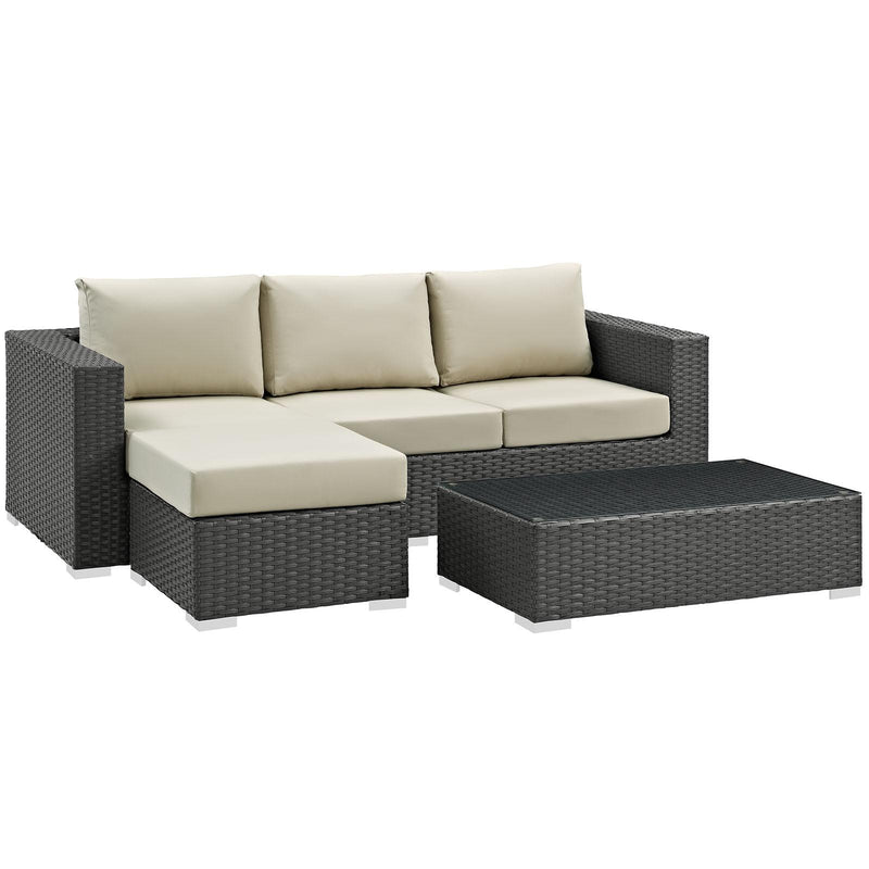 Sojourn 3 Piece Outdoor Patio Sunbrella� Sectional Set