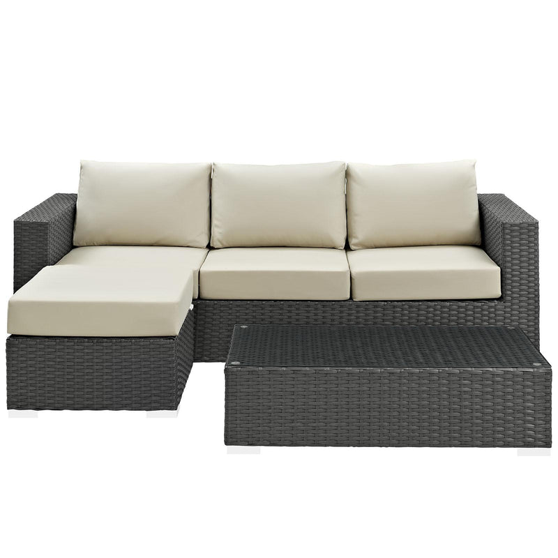 Sojourn 3 Piece Outdoor Patio Sunbrella� Sectional Set