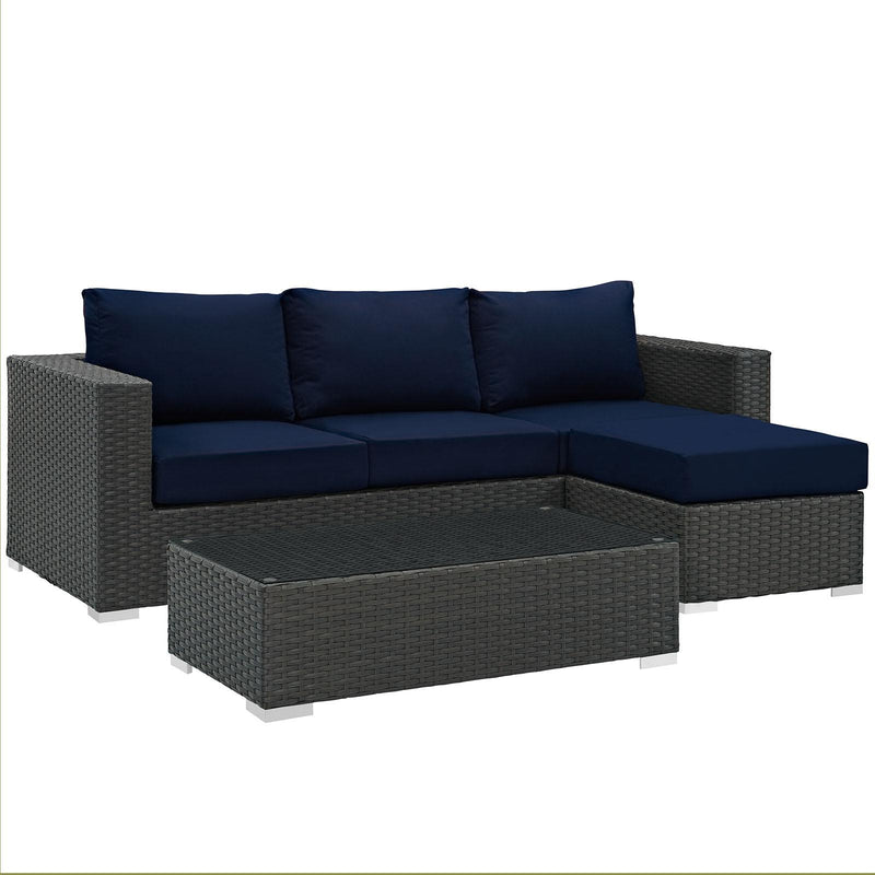 Sojourn 3 Piece Outdoor Patio Sunbrella� Sectional Set