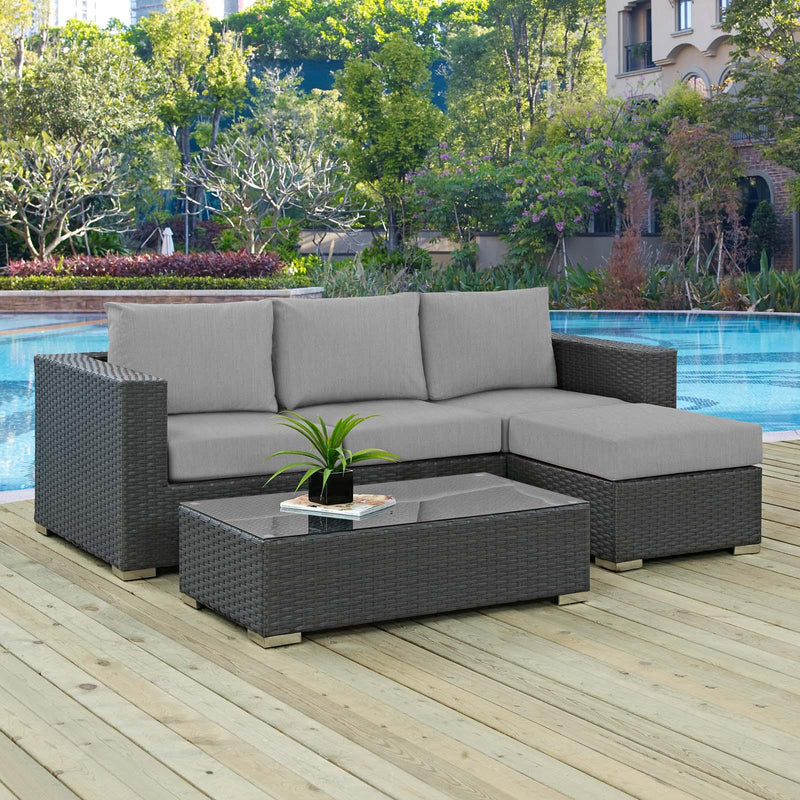 Sojourn 3 Piece Outdoor Patio Sunbrella� Sectional Set