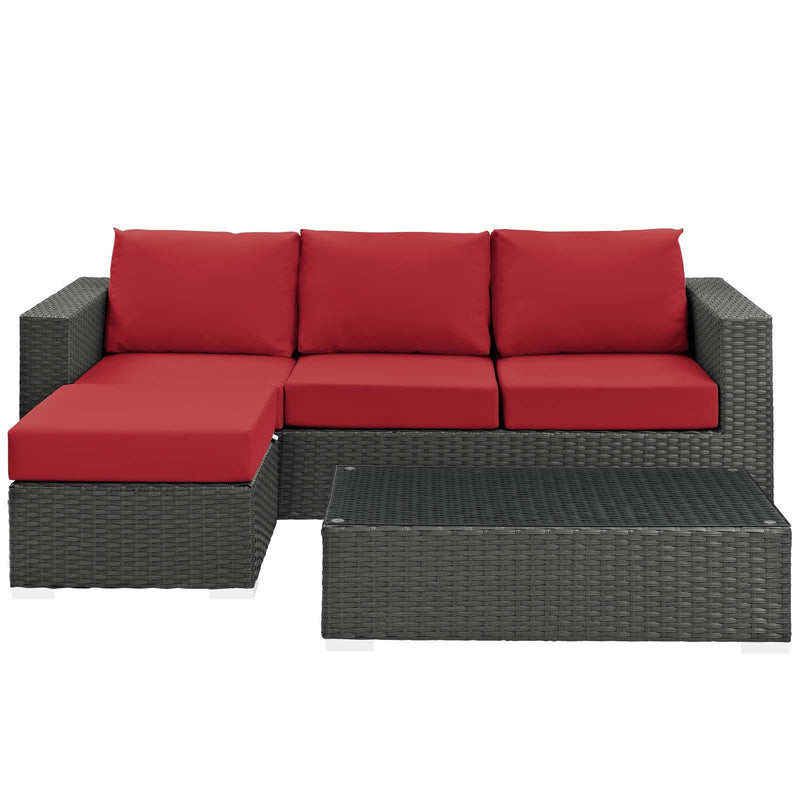 Sojourn 3 Piece Outdoor Patio Sunbrella� Sectional Set