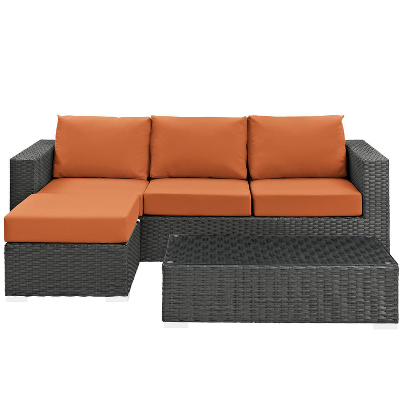 Sojourn 3 Piece Outdoor Patio Sunbrella� Sectional Set