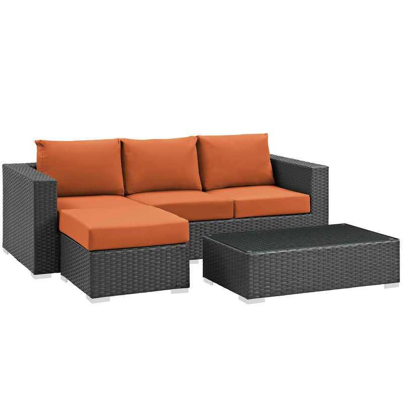 Sojourn 3 Piece Outdoor Patio Sunbrella� Sectional Set