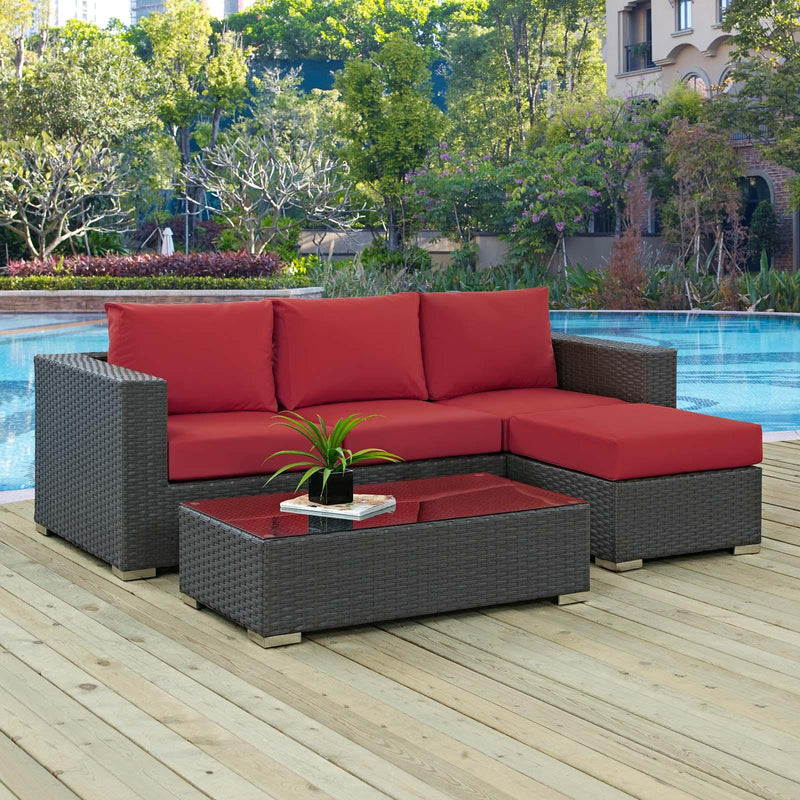 Sojourn 3 Piece Outdoor Patio Sunbrella� Sectional Set