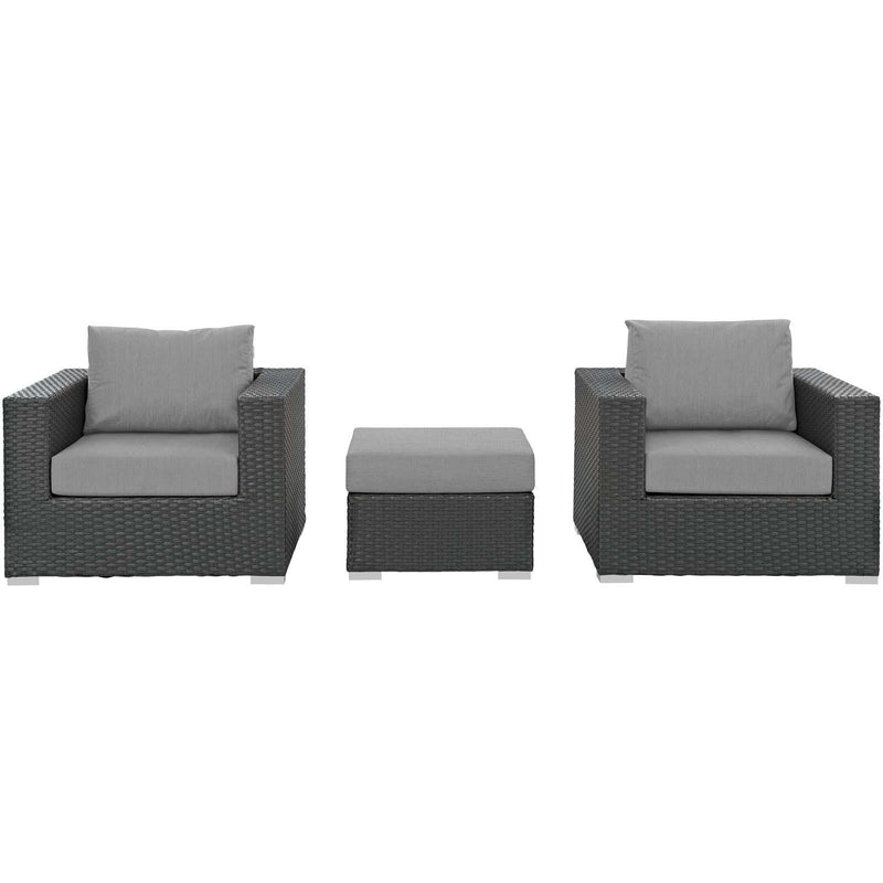 Sojourn 3 Piece Outdoor Patio Sunbrella� Sectional Set