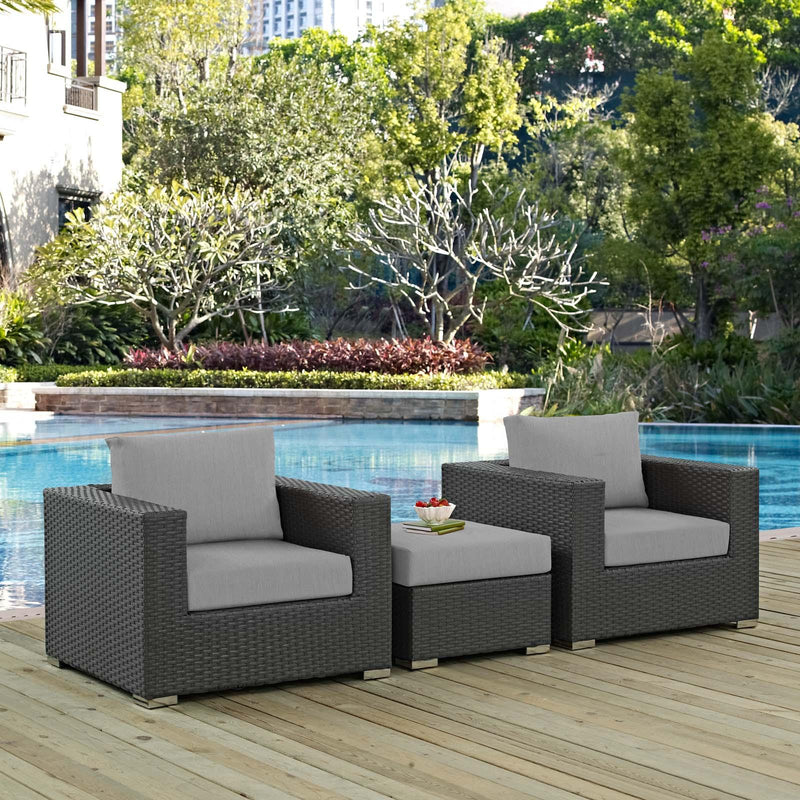 Sojourn 3 Piece Outdoor Patio Sunbrella� Sectional Set