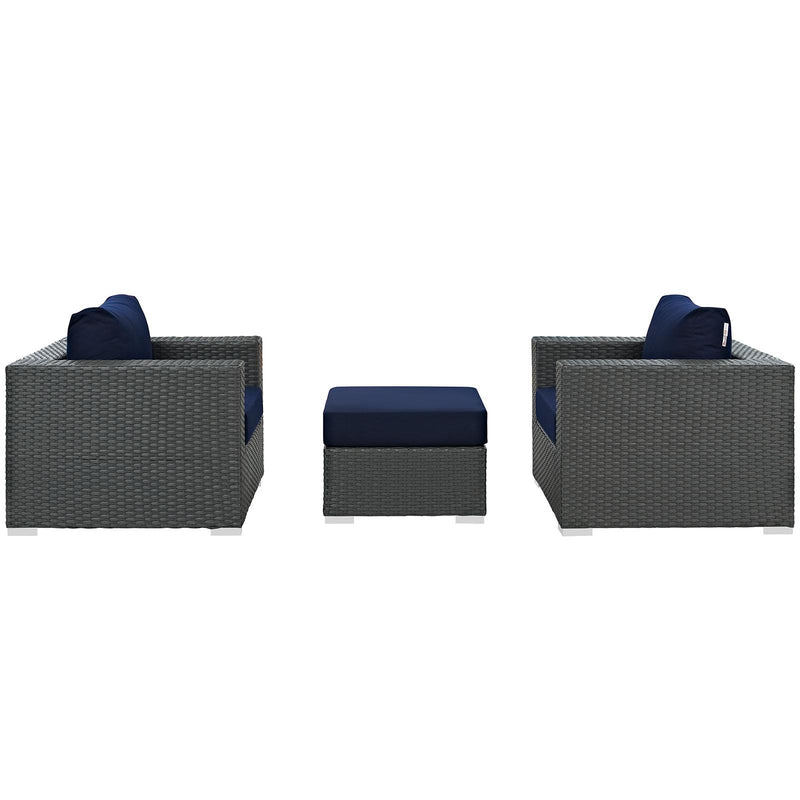 Sojourn 3 Piece Outdoor Patio Sunbrella� Sectional Set