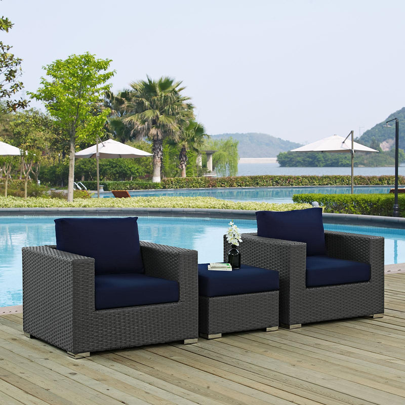 Sojourn 3 Piece Outdoor Patio Sunbrella� Sectional Set