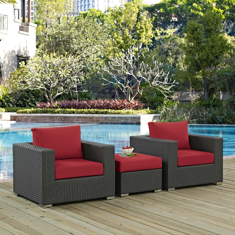 Sojourn 3 Piece Outdoor Patio Sunbrella� Sectional Set