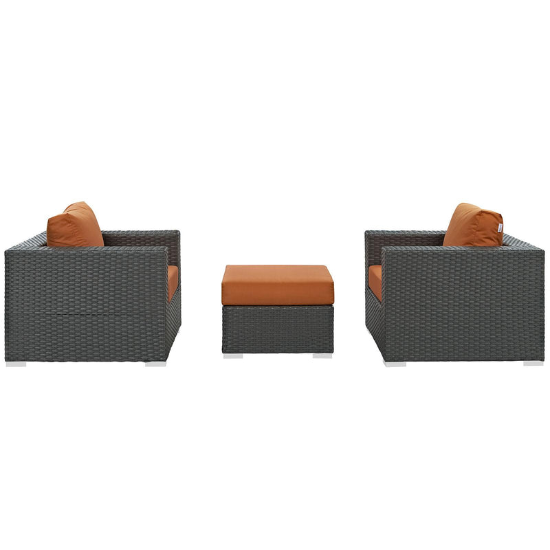 Sojourn 3 Piece Outdoor Patio Sunbrella� Sectional Set