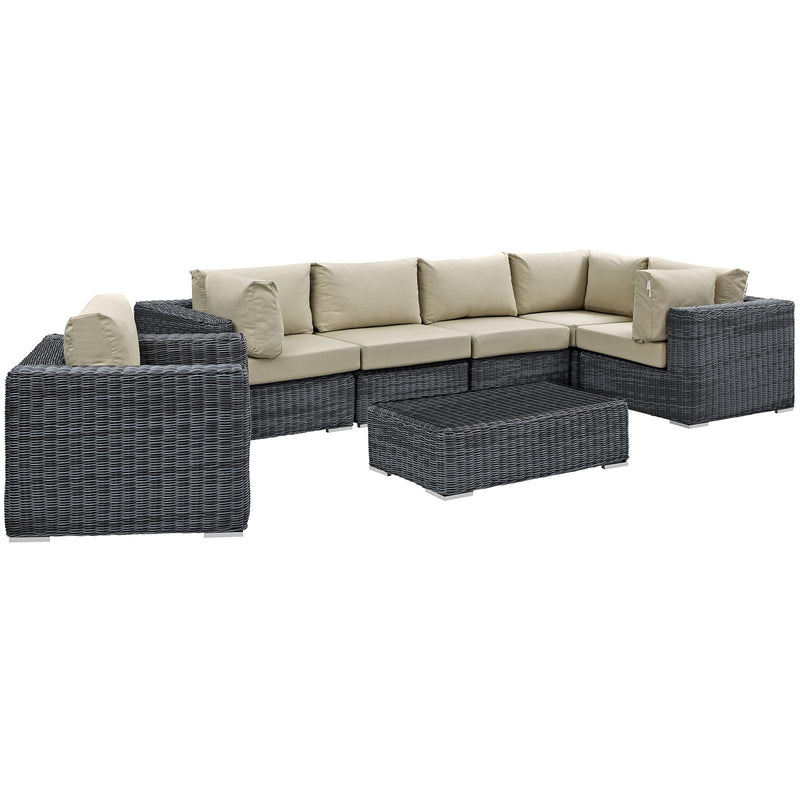 Summon 7 Piece Outdoor Patio Sunbrella� Sectional Set image