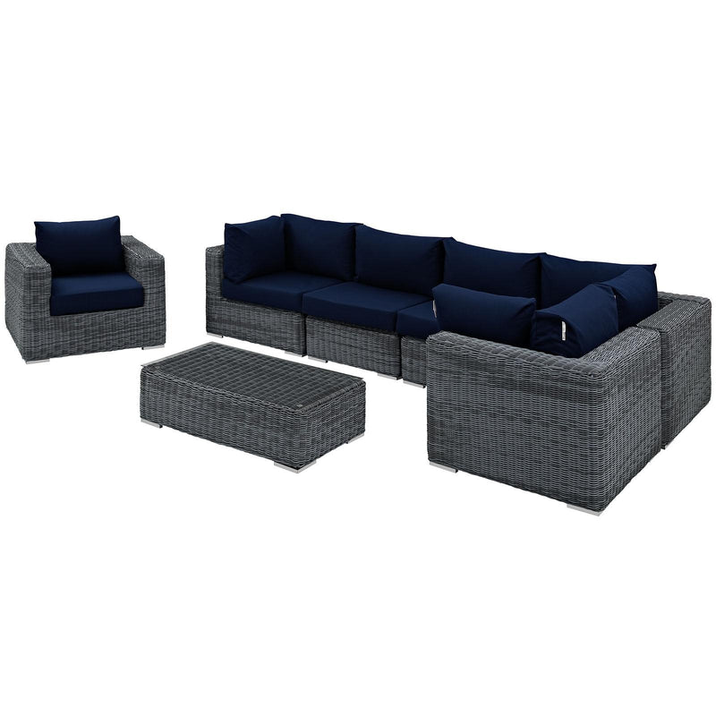 Summon 7 Piece Outdoor Patio Sunbrella� Sectional Set