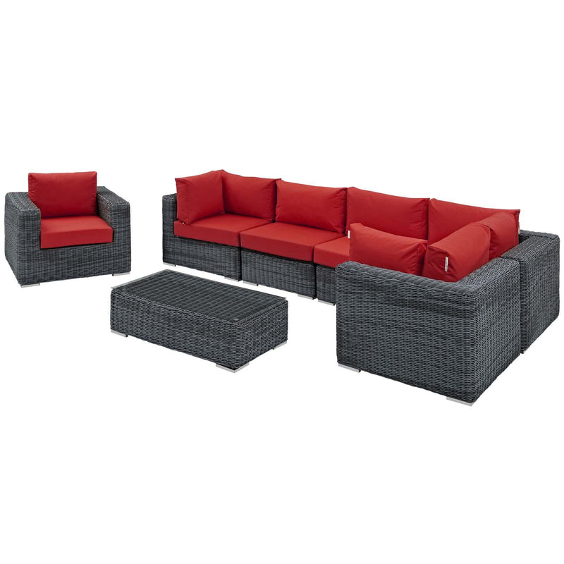 Summon 7 Piece Outdoor Patio Sunbrella� Sectional Set