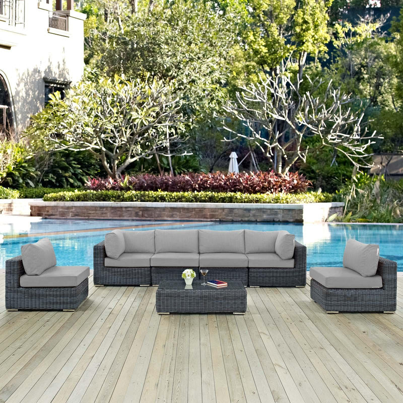 Summon 7 Piece Outdoor Patio Sunbrella� Sectional Set