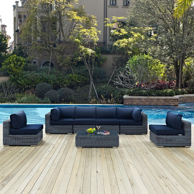 Summon 7 Piece Outdoor Patio Sunbrella� Sectional Set