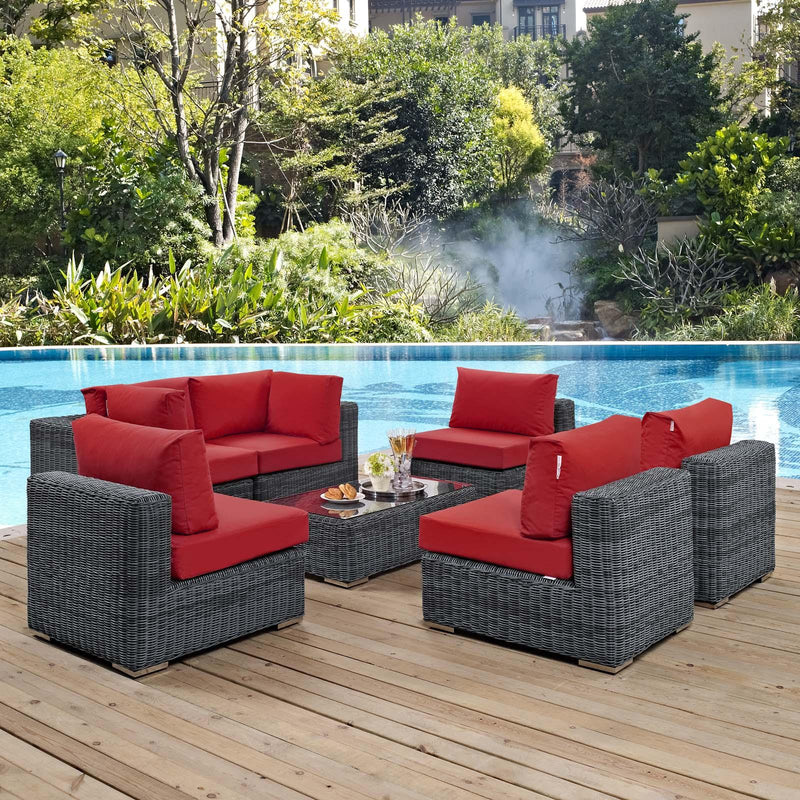 Summon 7 Piece Outdoor Patio Sunbrella� Sectional Set