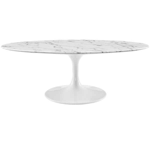 Lippa 48" Oval-Shaped Artificial Marble Coffee Table image