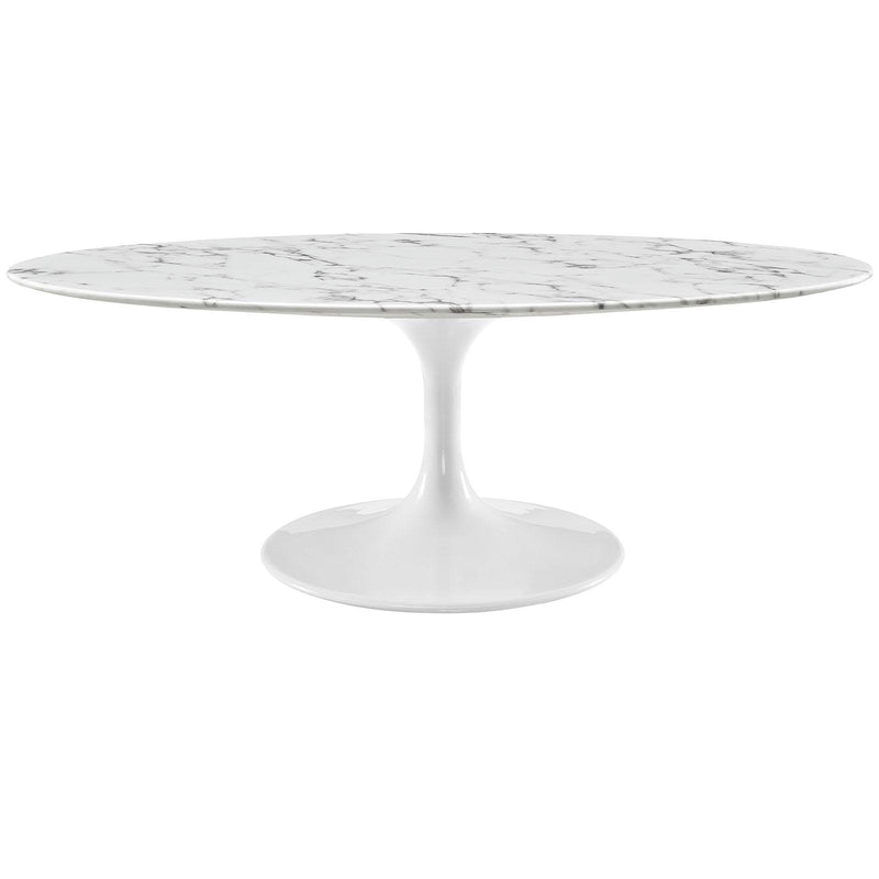 Lippa 48" Oval-Shaped Artificial Marble Coffee Table image