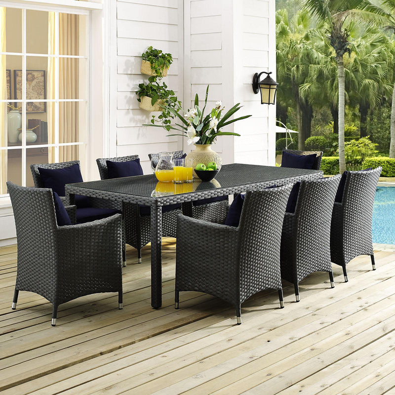 Sojourn 9 Piece Outdoor Patio Sunbrella� Dining Set