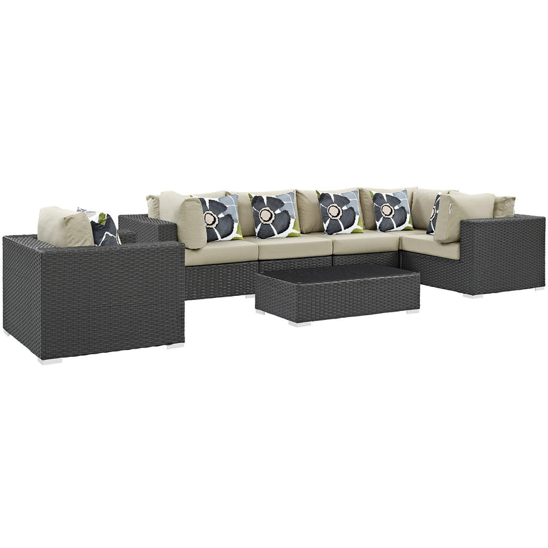 Sojourn 7 Piece Outdoor Patio Sunbrella� Sectional Set