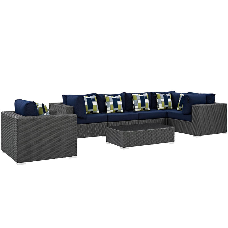 Sojourn 7 Piece Outdoor Patio Sunbrella� Sectional Set