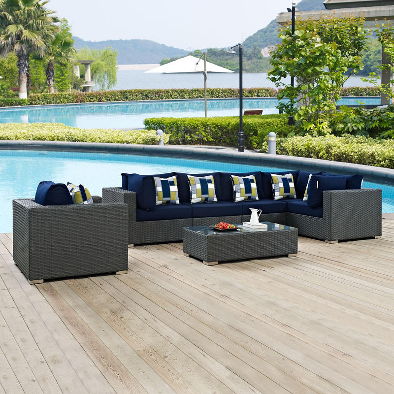 Sojourn 7 Piece Outdoor Patio Sunbrella� Sectional Set