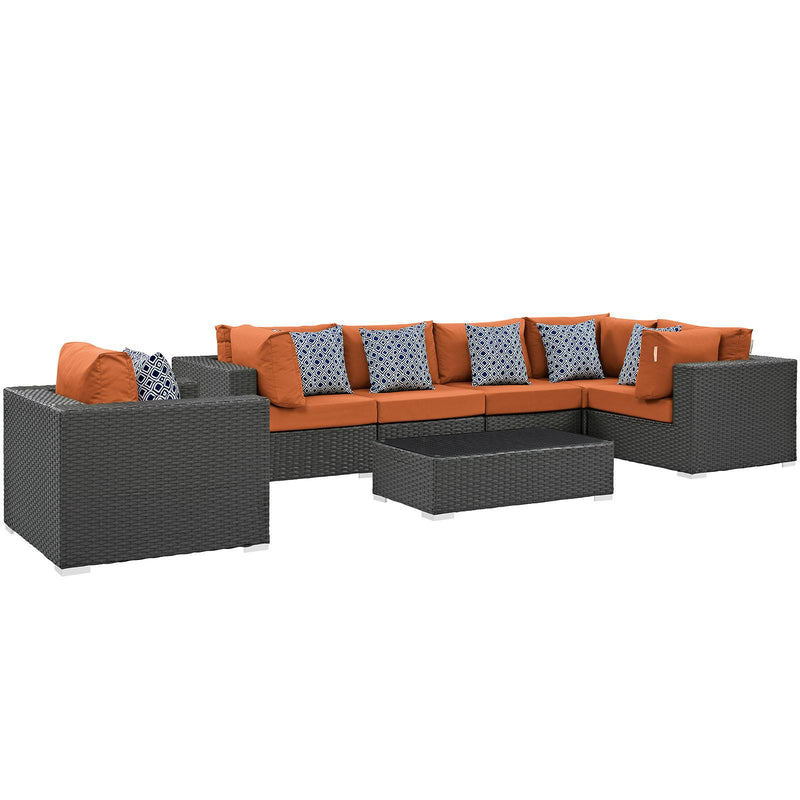 Sojourn 7 Piece Outdoor Patio Sunbrella� Sectional Set