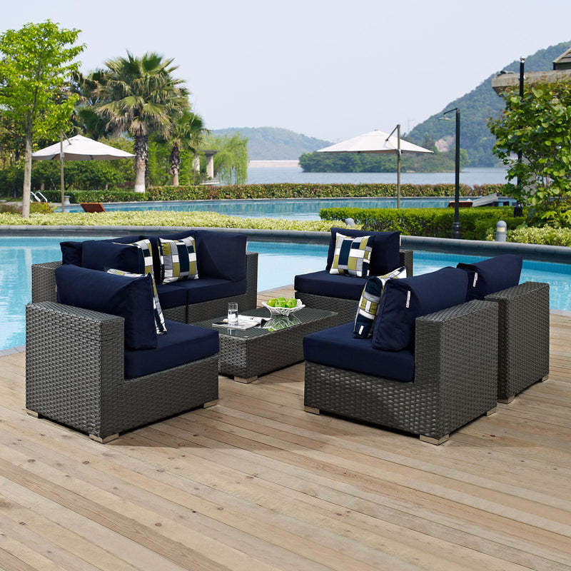 Sojourn 7 Piece Outdoor Patio Sunbrella� Sectional Set