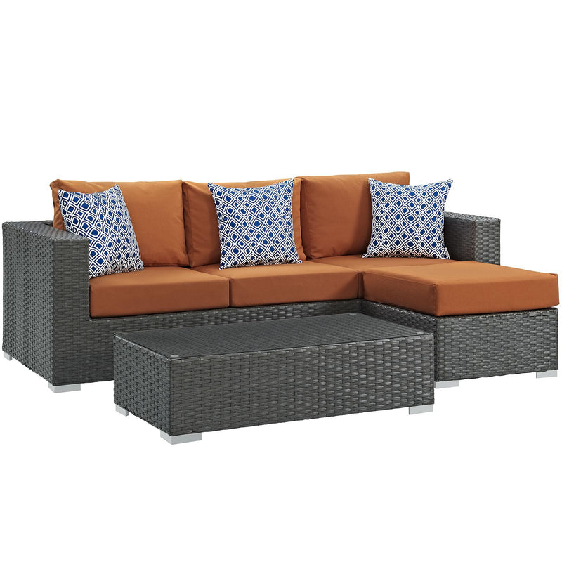 Sojourn 3 Piece Outdoor Patio Sunbrella� Sectional Set