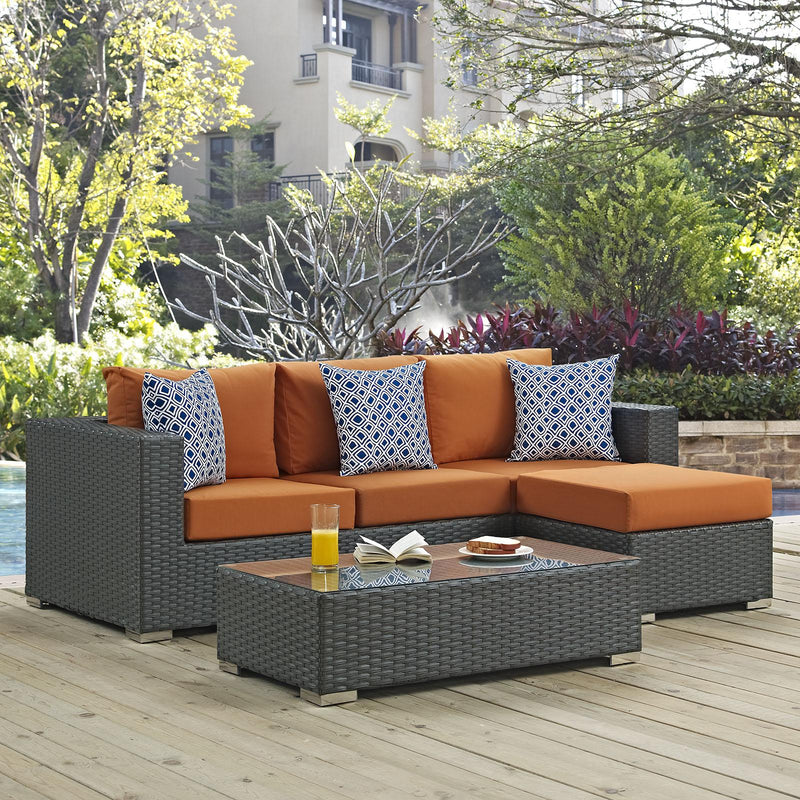 Sojourn 3 Piece Outdoor Patio Sunbrella� Sectional Set