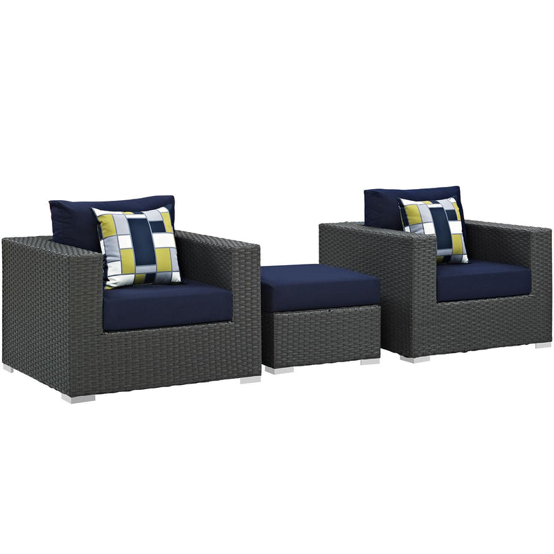 Sojourn 3 Piece Outdoor Patio Sunbrella� Sectional Set