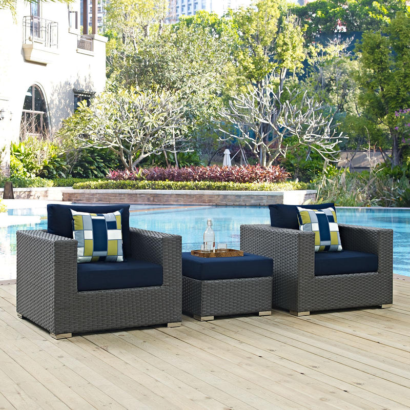 Sojourn 3 Piece Outdoor Patio Sunbrella� Sectional Set