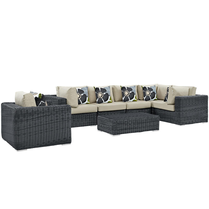 Summon 7 Piece Outdoor Patio Sunbrella� Sectional Set