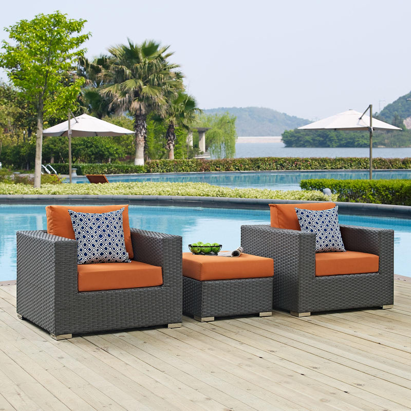 Sojourn 3 Piece Outdoor Patio Sunbrella� Sectional Set