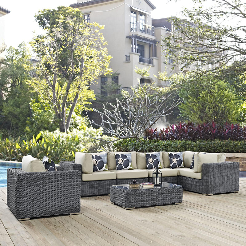 Summon 7 Piece Outdoor Patio Sunbrella� Sectional Set