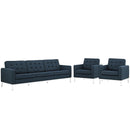 Loft 3 Piece Upholstered Fabric Sofa and Armchair Set