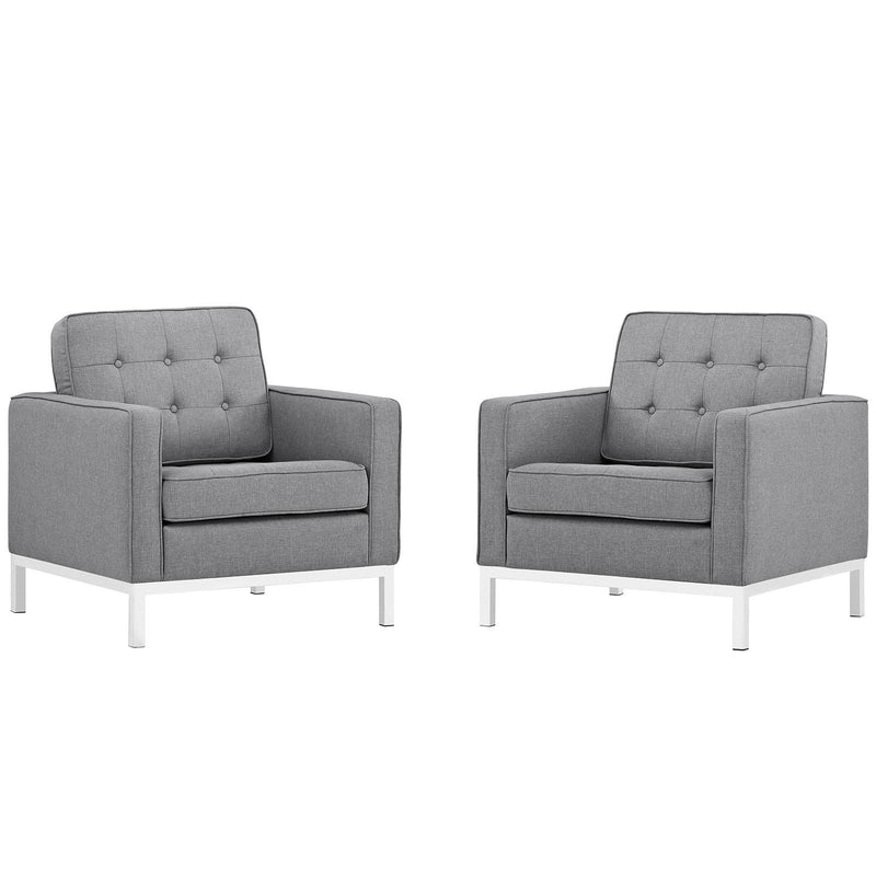 Loft Armchairs Upholstered Fabric Set of 2