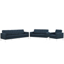 Loft 3 Piece Upholstered Fabric Sofa Loveseat and Armchair Set