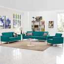 Loft 3 Piece Upholstered Fabric Sofa Loveseat and Armchair Set