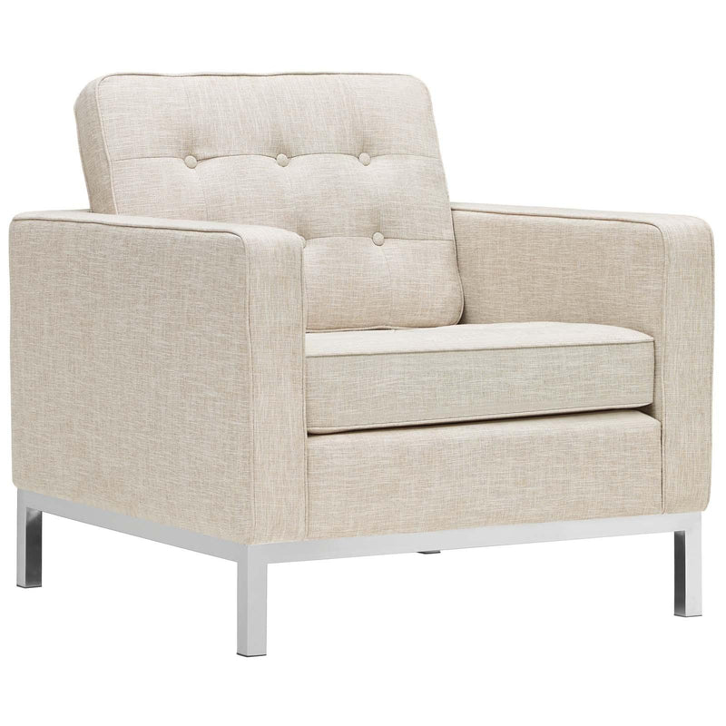 Loft 3 Piece Upholstered Fabric Sofa Loveseat and Armchair Set