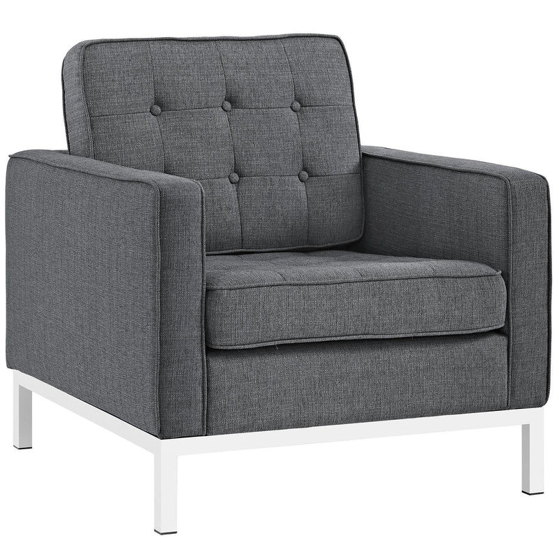 Loft 3 Piece Upholstered Fabric Sofa Loveseat and Armchair Set