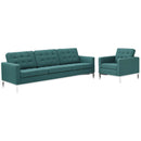 Loft 2 Piece Upholstered Fabric Sofa and Armchair Set
