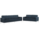 Loft 2 Piece Upholstered Fabric Sofa and Loveseat Set