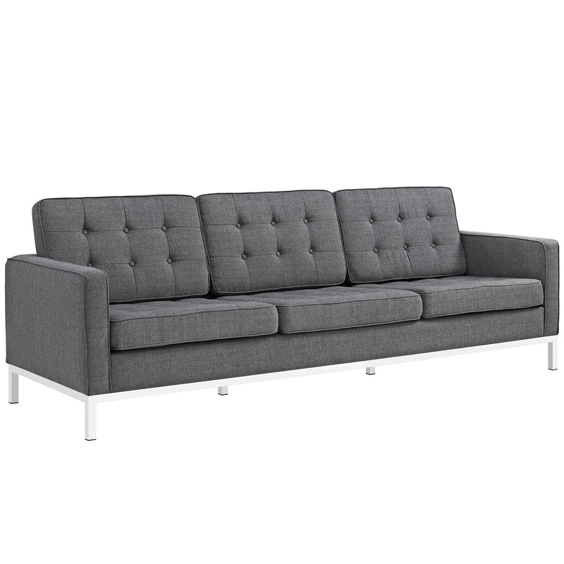 Loft 3 Piece Upholstered Fabric Sofa Loveseat and Armchair Set