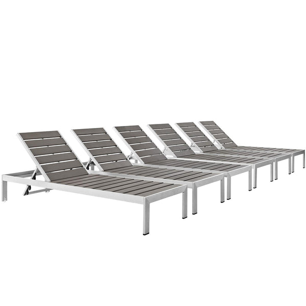 Shore Chaise Outdoor Patio Aluminum Set of 6 image