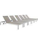 Shore Chaise Outdoor Patio Aluminum Set of 6