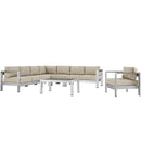 Shore 7 Piece Outdoor Patio Aluminum Sectional Sofa Set