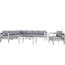 Shore 7 Piece Outdoor Patio Aluminum Sectional Sofa Set